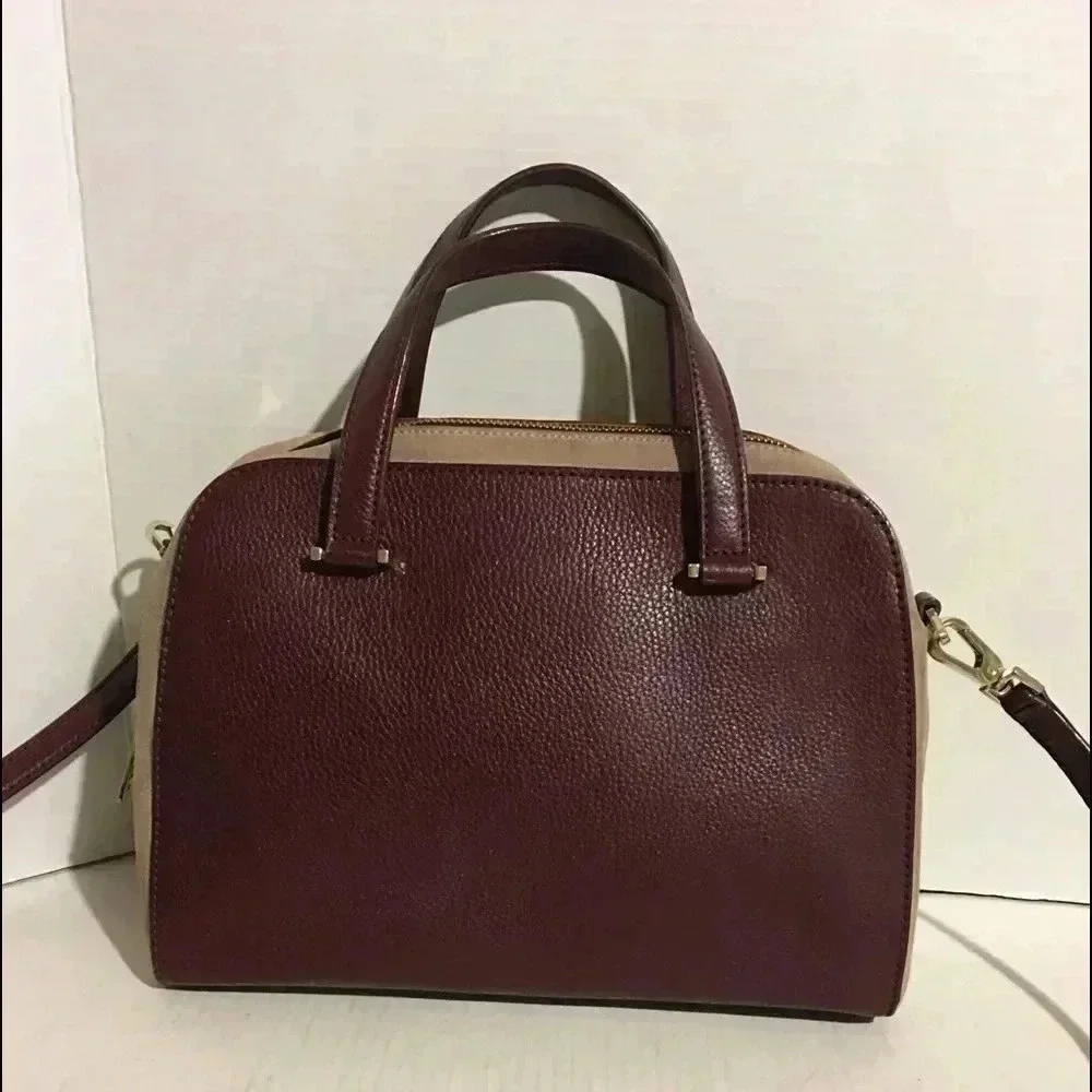 Kate Spade Plum/ beige leather crossbody bag